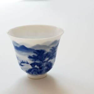 "Very Exclusive" Hand-Painted Jingdezhen Qinghua Tea Cups – Traditional Landscape Painting – Handmade Blue & White Porcelain for Gong Fu Cha