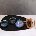 Kiln God's Gift – Handcrafted Jun Porcelain Tea Set, Color-Changing in Fire | Blue