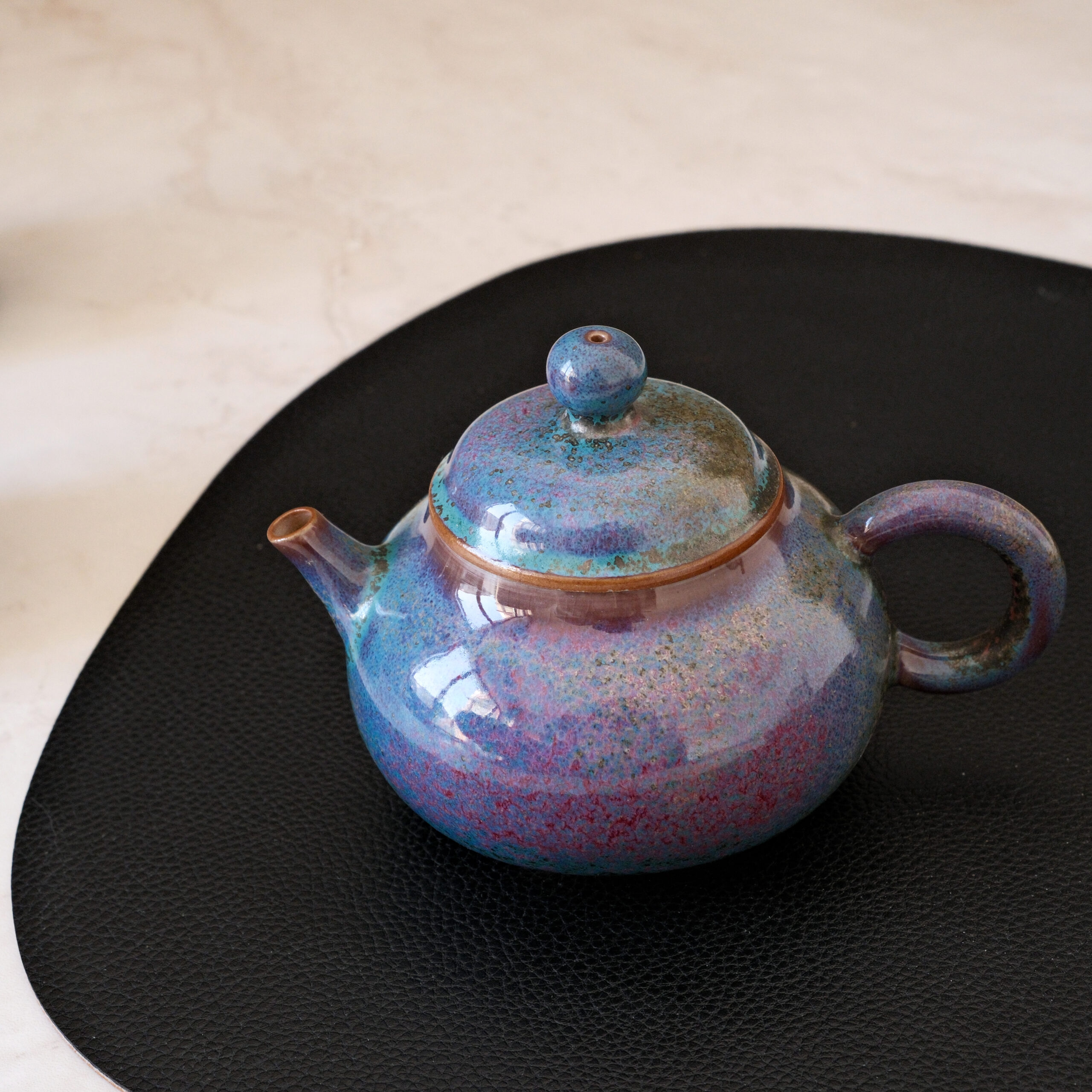 Kiln God's Gift – Handcrafted Jun Porcelain Tea Set, Color-Changing in Fire | Blue - Image 3