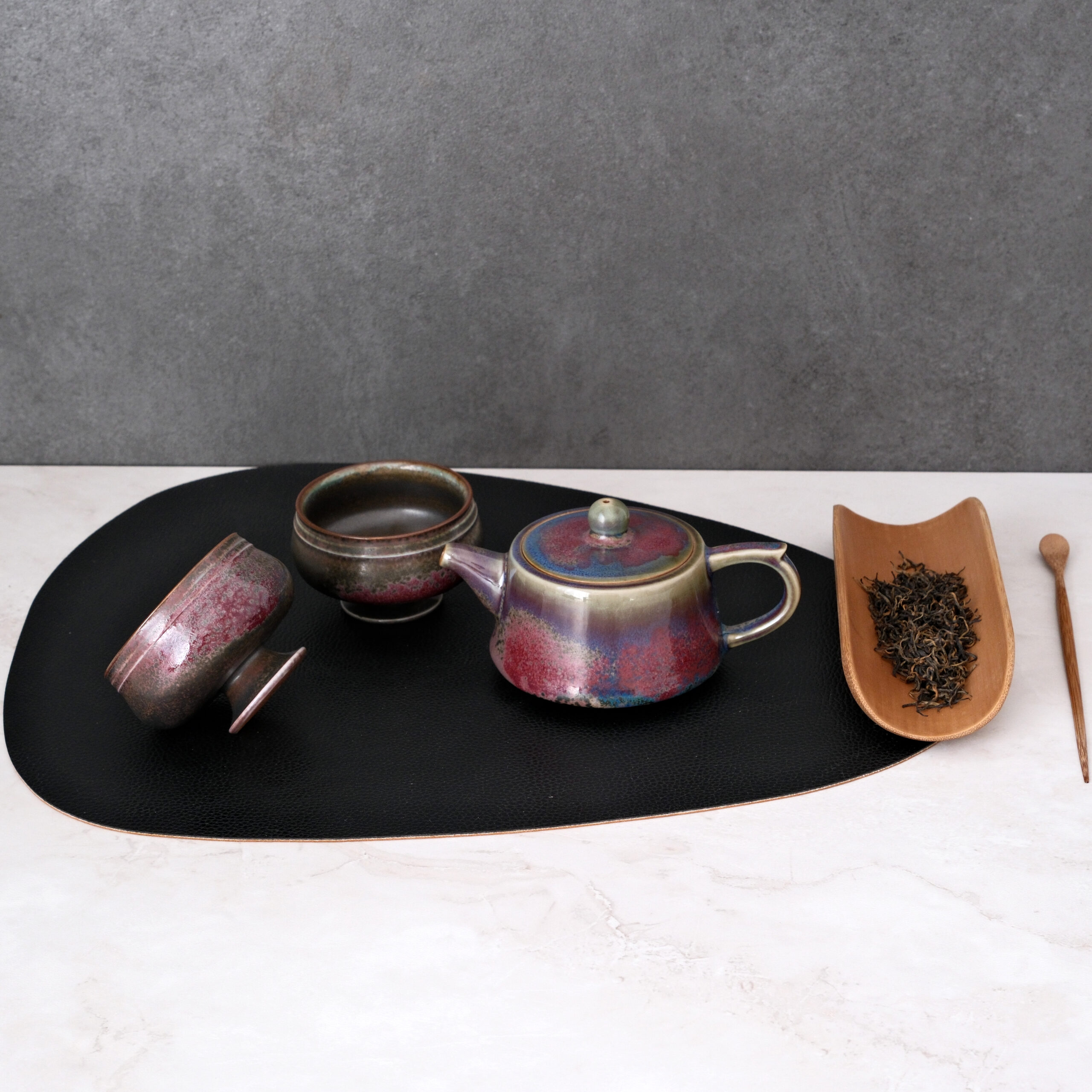 Kiln God's Gift – Handcrafted Jun Porcelain Tea Set, Color-Changing in Fire | Red