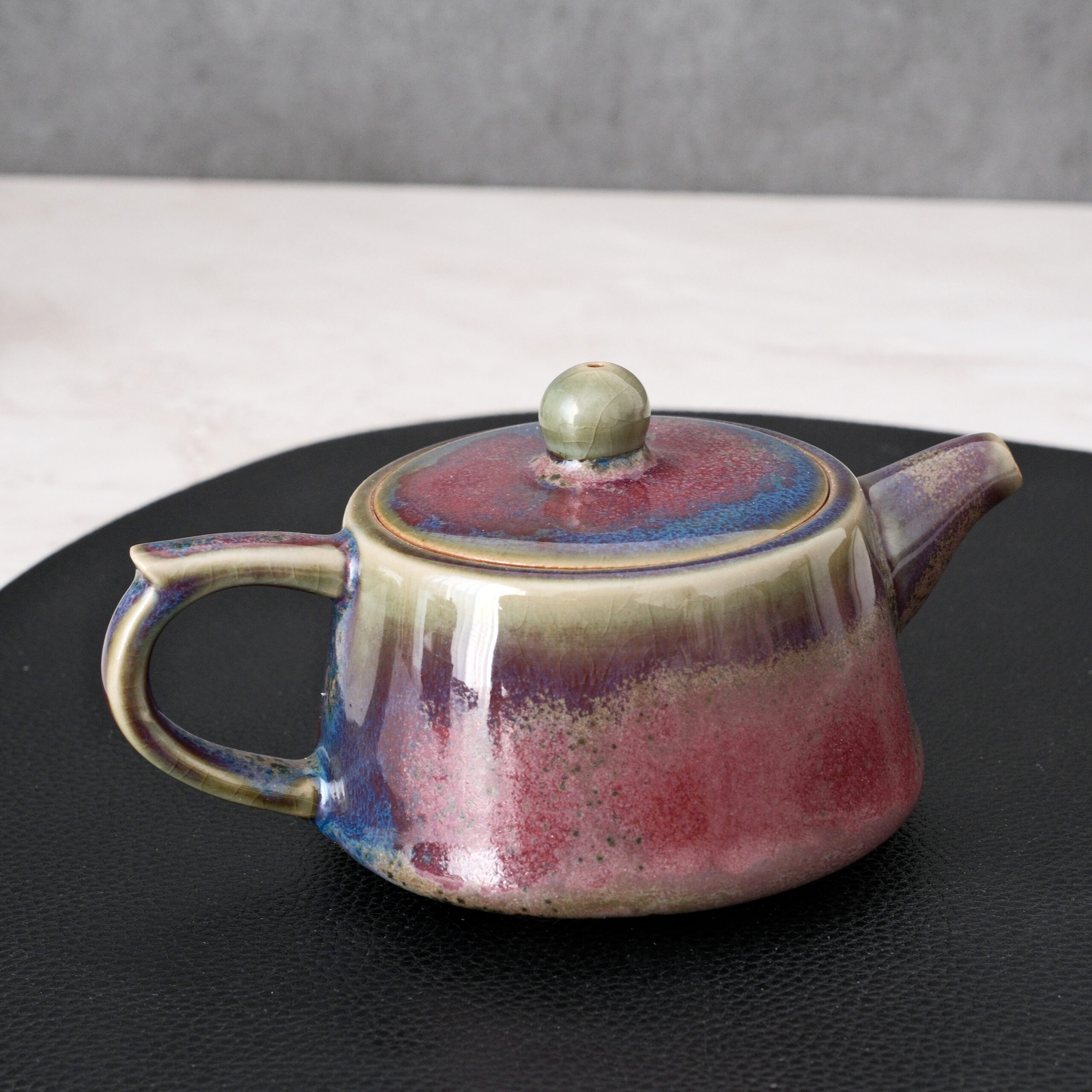 Kiln God's Gift – Handcrafted Jun Porcelain Tea Set, Color-Changing in Fire | Red - Image 2