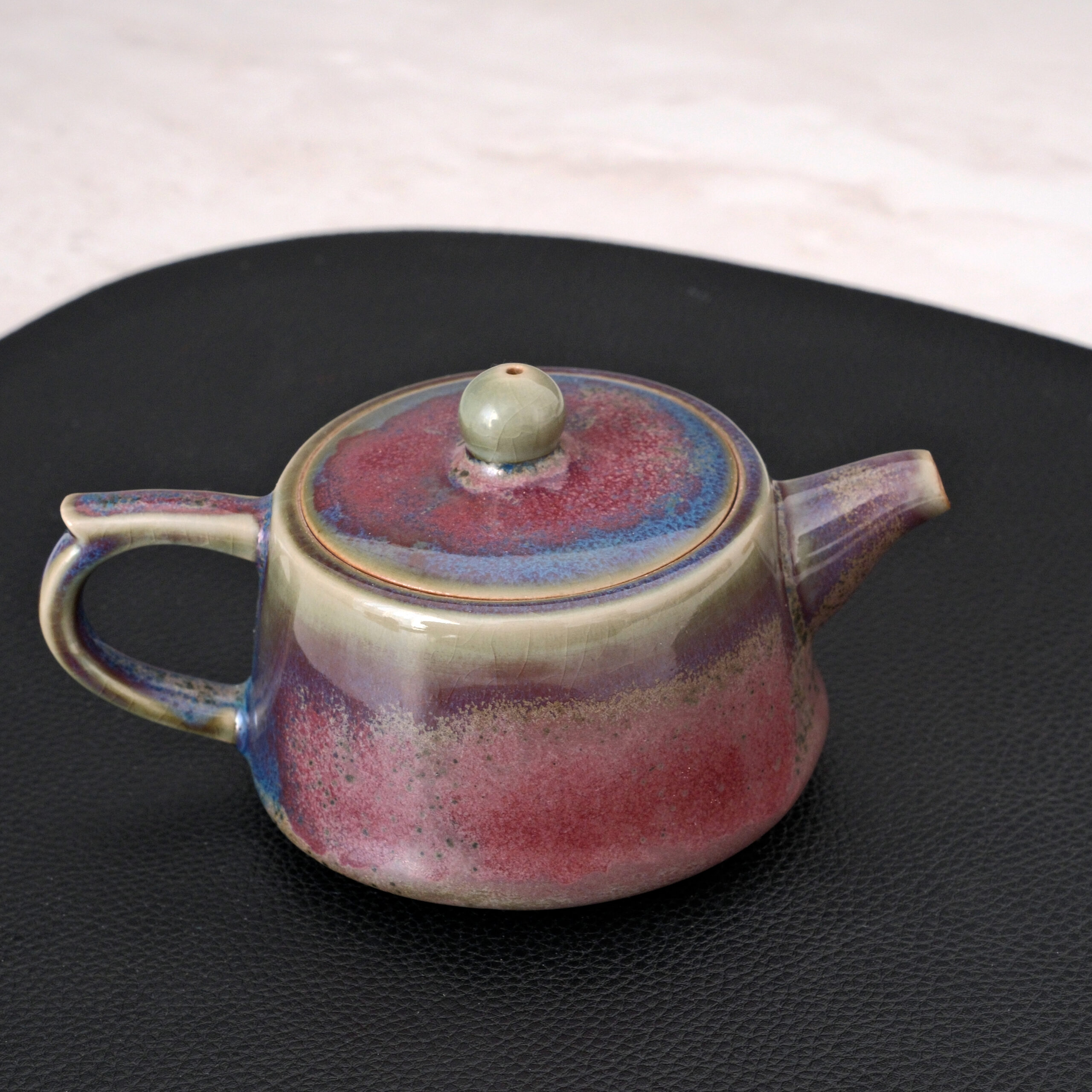Kiln God's Gift – Handcrafted Jun Porcelain Tea Set, Color-Changing in Fire | Red - Image 3