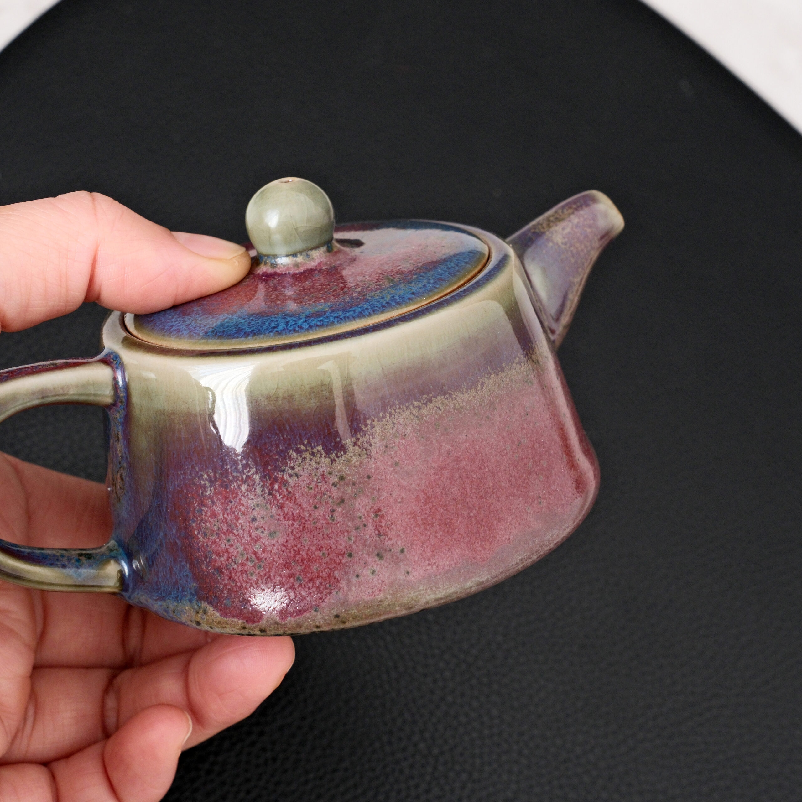 Kiln God's Gift – Handcrafted Jun Porcelain Tea Set, Color-Changing in Fire | Red - Image 6